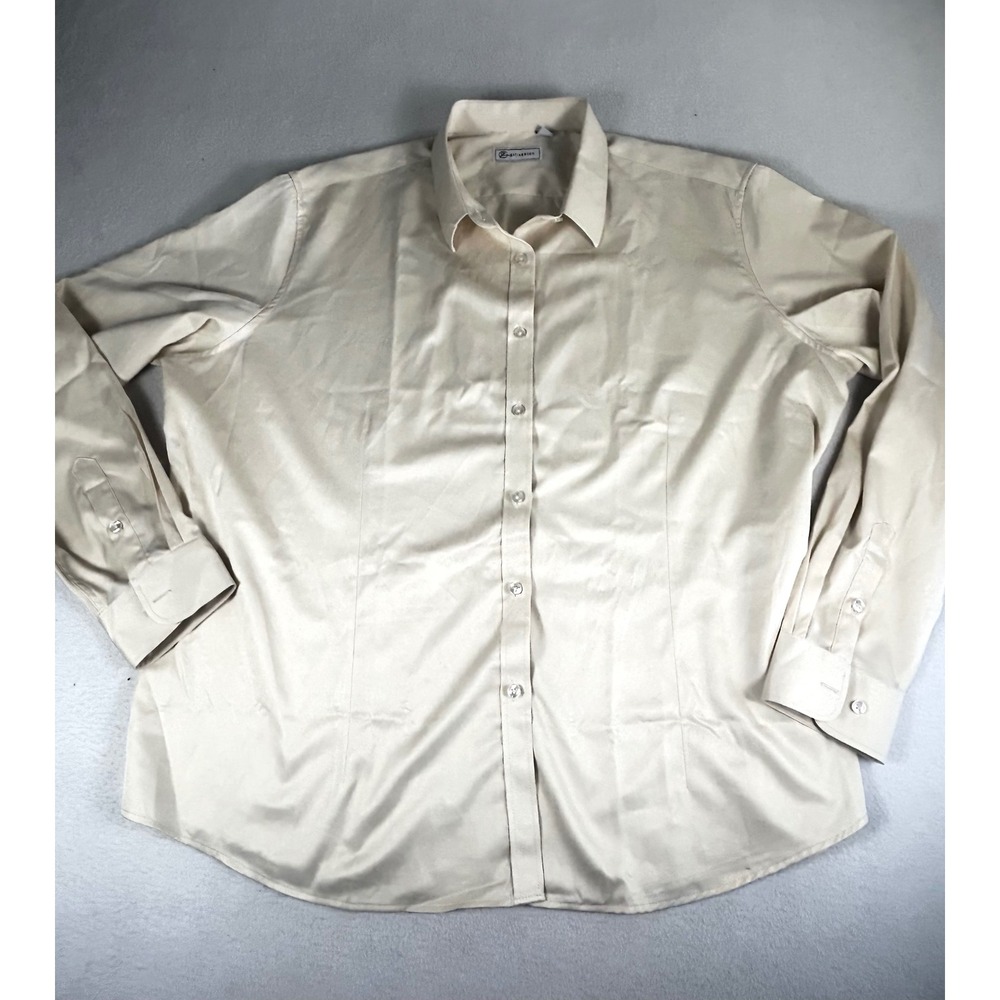 Siliteelon Button Down Shirt Mens 3XL Cream Luxury Business Casual Satin Finish